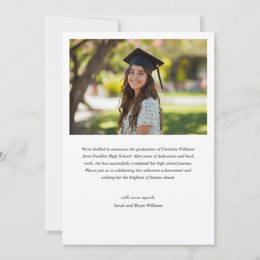 Trendy Elegant Afstuderen Script Photo Afstuderen Aankondiging (Achterkant)