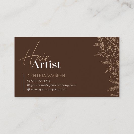 Trendy Elegant Biege Haarstylist Fotoscript Visitekaartje (Achterkant)