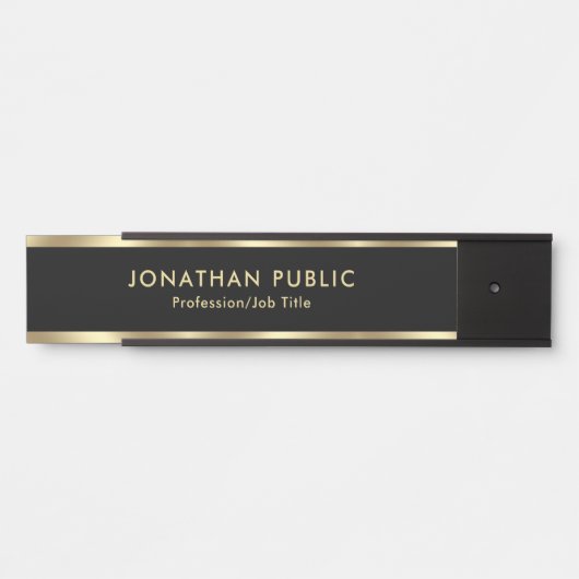 Trendy Elegant Black And Gold Office School House Deurbordje (Voorkant)