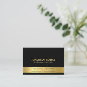 Trendy Elegant Black en Gold Plain Luxury Modern Visitekaartje (Staand voorkant)