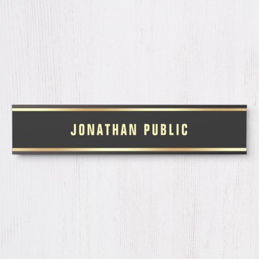 Trendy Elegant Black Gold Text Name Modern Simple Deurbordje (Voorkant)