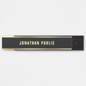 Trendy Elegant Black Gold Text Name Modern Simple Deurbordje (Voorkant)
