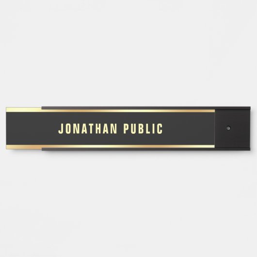 Trendy Elegant Black Gold Text Name Modern Simple Deurbordje (Voorkant)