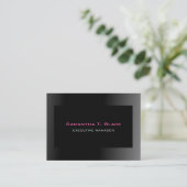 Trendy Elegant Black Gray Pink Executive Manager Visitekaartje (Staand voorkant)