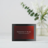 Trendy Elegant Black Gray Red Executive Manager Visitekaartje (Staand voorkant)