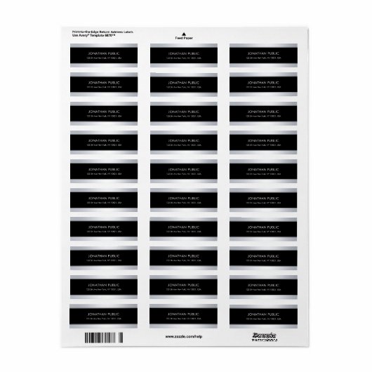 Trendy Elegant Black Silver Background Sjabloon Etiket (Full Sheet)