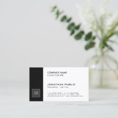 Trendy Elegant Black White Slanke Design Company Visitekaartje (Staand voorkant)