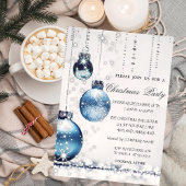 Trendy Elegant Blauw Kerstballen Party Kaart