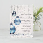 Trendy Elegant Blauw Kerstballen Party Kaart (Staand voorkant)
