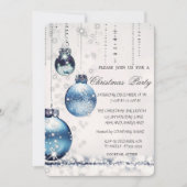 Trendy Elegant Blauw Kerstballen Party Kaart (Voorkant)