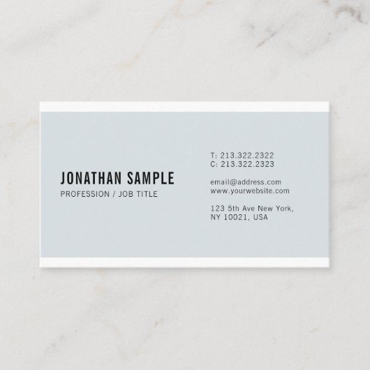 Trendy Elegant Blue Minimalistic Plain New Gothic Visitekaartje (Voorkant)