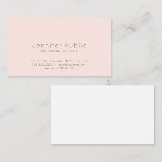 Trendy Elegant Blush Roze Eenvoudig Chique Ontwerp Visitekaartje (Voorkant / Achterkant)