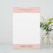 Trendy Elegant Blush Roze Goud Sjabloon Modern Briefpapier (Staand voorkant)