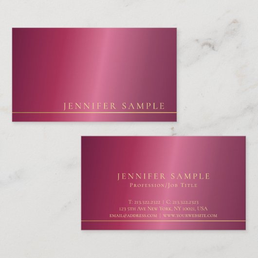 Trendy Elegant Bordeaux Modern Clean Plain Luxury Visitekaartje (Voorkant / Achterkant)