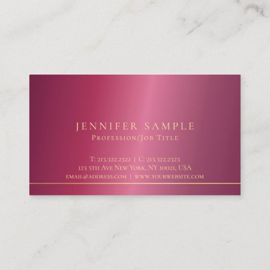 Trendy Elegant Bordeaux Modern Clean Plain Luxury Visitekaartje (Achterkant)