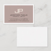 Trendy Elegant Brown Monogram Design Modern Plain Visitekaartje (Voorkant / Achterkant)