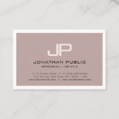 Trendy Elegant Brown Monogram Design Modern Plain Visitekaartje (Voorkant)