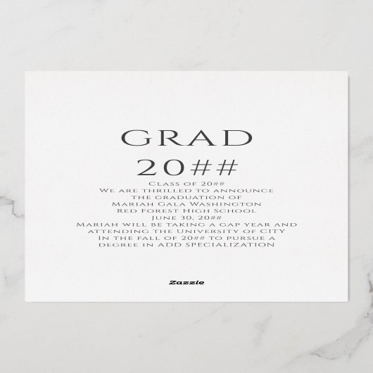 Trendy Elegant Classic Script Photo Afstuderen Folie Uitnodiging (Achterkant)