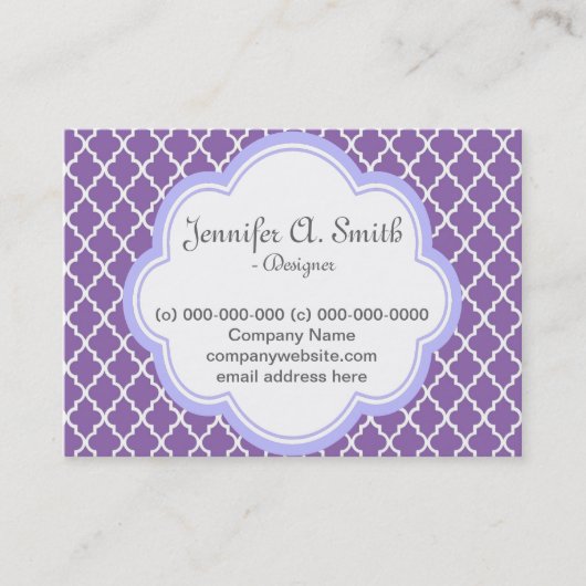 Trendy, elegant, cool, meisjesachtig paarse kwarte visitekaartje (Voorkant)