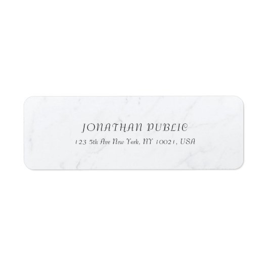 Trendy Elegant Cursive Text White Marble Sleek Etiket (Voorkant)