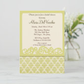 Trendy Elegant Damask Bridal Shower Invitation Kaart (Staand voorkant)