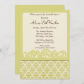 Trendy Elegant Damask Bridal Shower Invitation Kaart (Voorkant / Achterkant)