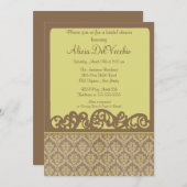 Trendy Elegant Damask Bridal Shower Invitation Kaart (Voorkant / Achterkant)