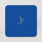 Trendy Elegant Deep Blue Modern Monogram Sjabloon Vierkante Visitekaartje (Voorkant)