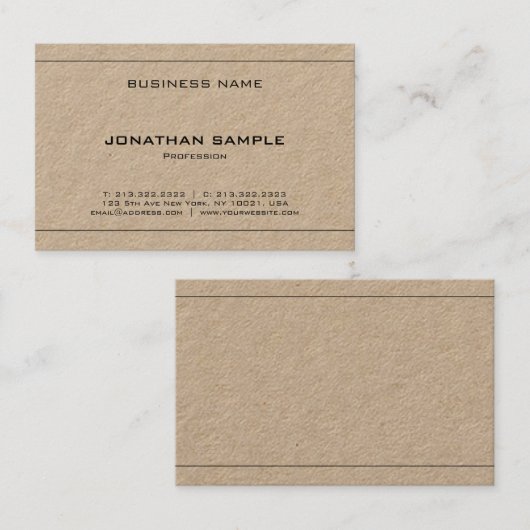 Trendy Elegant Design Modern Minimalist Plain Luxe Visitekaartje (Voorkant / Achterkant)