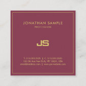 Trendy Elegant Design Monogram Plain Premium Luxe Vierkante Visitekaartje (Achterkant)