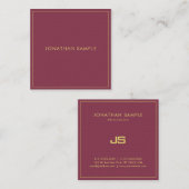 Trendy Elegant Design Monogram Plain Premium Luxe Vierkante Visitekaartje (Voorkant / Achterkant)