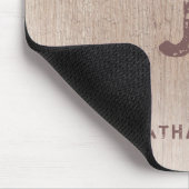 Trendy Elegant Distress Text Monogram Wood Kijk ui Muismat (Hoek)