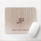 Trendy Elegant Distress Text Monogram Wood Kijk ui Muismat (Met muis)