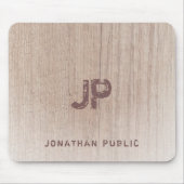 Trendy Elegant Distress Text Monogram Wood Kijk ui Muismat (Voorkant)