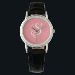 Trendy Elegant DIY White Script Monogram/Koraal Horloge<br><div class="desc">Personaliseer dit trendy, coole horloge met uw monogram in witte scriptbelettering op een koraalachtergrond. Een uniek, fris, vrouwelijk en meisjesachtig accessoire.</div>