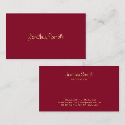 Trendy Elegant Eenvoudig Ontwerp Faux Gold Text Lu Visitekaartje (Voorkant / Achterkant)