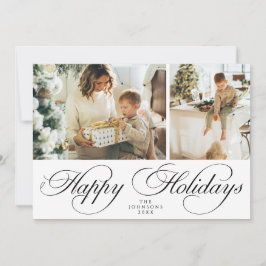 Trendy Elegant Family Photo Collage Christmas Feestdagenkaart