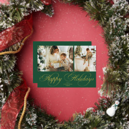 Trendy Elegant Family Photo Collage Christmas Folie Feestdagenkaart