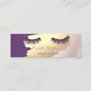 Trendy,Elegant,Faux Gold Foil Brush Stroke,Lashes Mini Visitekaartje