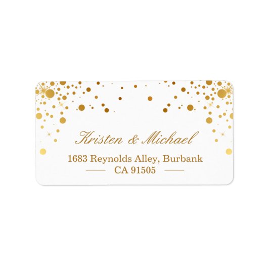 Trendy Elegant Faux Gold Glam Confetti Stippen Etiket (Voorkant)