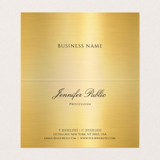 Trendy Elegant Faux Gold Handgeschreven Naam Moder Visitekaartje (Binnenkant ongevouwen)