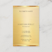 Trendy Elegant Faux Gold Sjabloon Modern Verticaal Visitekaartje (Achterkant)