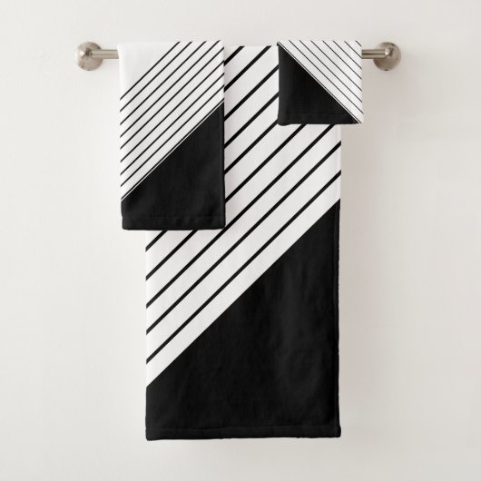 Trendy Elegant Geometric Chic Black and White Bad Handdoek (Insitu)