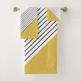Trendy Elegant Geometric Chic Mustard Yellow Bad Handdoek