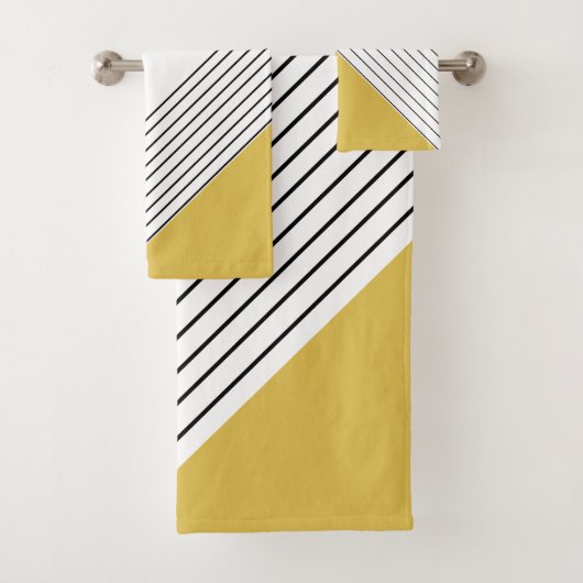 Trendy Elegant Geometric Chic Mustard Yellow Bad Handdoek (Insitu)