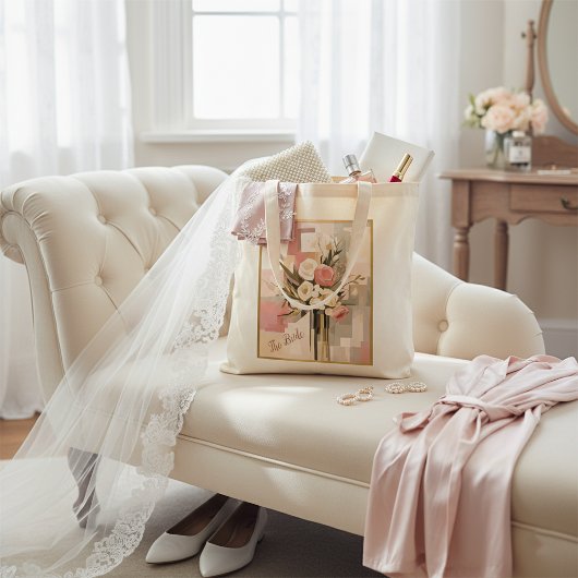 Trendy Elegant Geometrisch Bruids Bloem Boeket Tote Bag