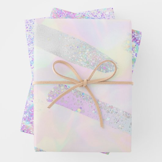 Trendy Elegant Glitter Confetti Holographic Girly Inpakpapier Vel (In situ)