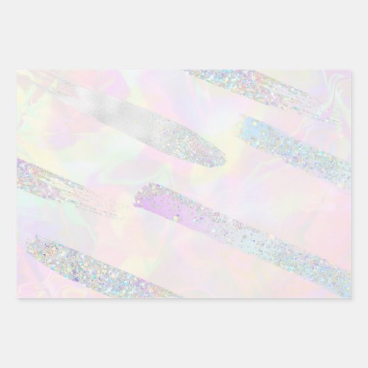 Trendy Elegant Glitter Confetti Holographic Girly Inpakpapier Vel (Voorkant)