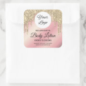 Trendy Elegant Glitter Sparkle Roos Gold Product Vierkante Sticker (Tas)