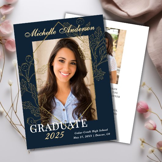 Trendy Elegant Glittery Afstuderen Aankondiging